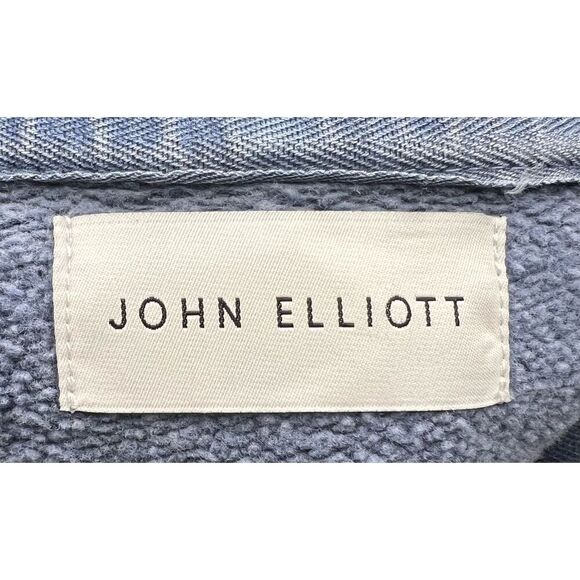 JOHN ELLIOTT Cable Knit 100% Cotton Reconstructed Hoodie in Washed Blue NWT Size - Picture 10 of 13